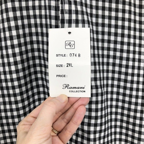 Ramani Button Up Shirt Men's Size 2XL Gingham Plaid Black & White Checked NWT - Picture 8 of 10